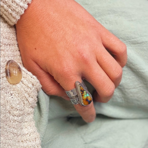 Turquoise & Sterling Silver Ring Size 7.5 - Picture 2 of 6